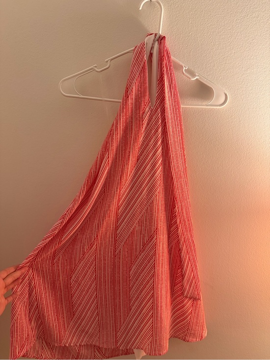 Pants Store Dresses & Skirts - Backless Halter Mini Dress in Red Stripe Pattern Size M